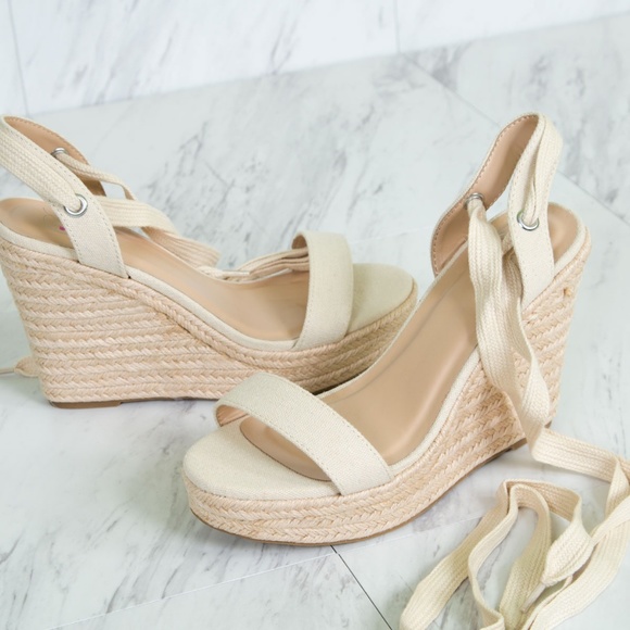 NEW🔥 Wrap Lace-Up Espadrille Sandals Wedge Heel - Picture 5 of 8